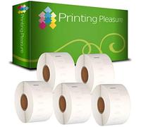 Printing Pleasure 5 x 99012 Rotoli Etichette adesive compatibile per Dymo LabelWriter & Seiko Stampante per Etichette | 36mm x 89mm | 260 Etichetta per Rotolo