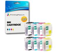 Printing Pleasure 8 Compatibili HP 10/82 XL Cartucce d'inchiostro Sostituzione per HP DesignJet 500 500m 500+ 500ps 500ps+ 800 800ps 815mfp 820mfp cc800ps - Nero/Ciano/Magenta/Giallo, Alta Capacità