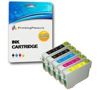 Printing Pleasure, cartucce d’inchiostro compatibili con Epson Stylus S20, S21, SX100, SX105, SX110, SX115, SX200, SX205, SX209, SX210, SX215, SX218, SX400, SX405, SX410, SX415, SX510W, SX515W, SX600FW, SX610FW, D78, D92, D120, DX400, DX4000, DX4050, DX4400, DX4450, DX5000, DX5050, DX6000, DX6050, DX7000, DX7400, DX7450, DX8400, DX8450, DX9200, DX9400 F, DX9450, Stylus Office B40W, B300F, BX310FN, BX600FW, BX610FW, T0711, T0712, T0713, T0714 (T0715), colore: nero; confezione da 4 pezzi 1 SET + 1 BLACK Black
