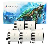 Printing Pleasure DK-22205 5 Rotoli Etichette Continuo DK22205 compatibile per Brother P-Touch QL-500 QL-570 QL-700 QL-710W QL-720NW QL-800 QL-810W QL-820NWB QL-1050 QL-1100 QL-1110NWB, 62mm x 30.48m