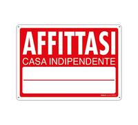 PRINTIX Cartello Affittasi In Polipropilene (PP) Di Spessore 1 mm Stampato Con Tecnologia UV Resistente Alle Intemperie Visibilità A Distanza 35cm X 50cm (Affittasi Casa indipendente)