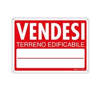 PRINTIX Cartello Vendesi In Polipropilene (PP) Di Spessore 1mm Stampato Con Tecnologia UV Resistente Alle Intemperie Visibilità A Distanza 25cm X 35cm (Vendesi Terreno Edificabile)