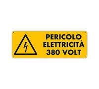 PRINTIX.IT Cartello realizzato su Alluminio sp. 0,5mm. Stampato tramite Tecnologia UV resistente alle Intemperie. Dimensione 35x12,5cm (Pericolo elettricità 380v)