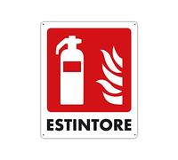 PRINTIX.IT Cartello realizzato su Alluminio sp. 0,5mm. Stampato tramite Tecnologia UV resistente alle Intemperie. Dimensione 12x14,5cm (Estintore ver. 2)