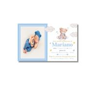 PRINTSERVIS 20 Inviti per Festa di Battesimo Personalizzati Con Foto - Formato 150x95mm Stampa su Cartoncino Elegante Busta Inclusa (Orsetto Azzurro)