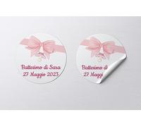 PRINTSERVIS Adesivi Personalizzati per Battesimo - Facili da Personalizzare con Nome e Data o Frase. Adesivi personalizzati per Comunione e Etichette Adesive per Confetti,Sacchetti, Bomboniere, Regali