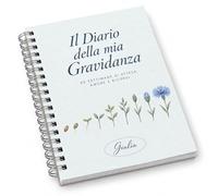 PRINTSERVIS Diario della Gravidanza da Compilare Personalizzato con Nome, A5 Spiralato 60 Pagine, 40 Settimane, Tracker Pancione ed Ecografie, Regalo Futura Mamma e Baby Shower - Azzurro polvere