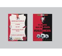 PRINTSERVIS Inviti Festa Compleanno Calcio 20 Biglietti Premium 350 gr per Bimbi, 95x150mm - Il Tuo Goal per una Festa Indimenticabile! (Rosso e nero)