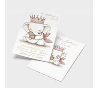 PRINTSERVIS Kit 20 pezzi Set di Inviti per Battesimo Personalizzati - Formato 150x95mm in Cartoncino di alta qualità (Elefantina Rosa)