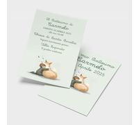 PRINTSERVIS Kit 20 pezzi Set di Inviti per Battesimo Personalizzati - Formato 150x95mm in Cartoncino di alta qualità (Bimbo e il Volpino)