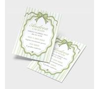 PRINTSERVIS Kit 20 pezzi Set di Inviti per Battesimo Personalizzati - Formato 150x95mm in Cartoncino di alta qualità (Fiocco Pistacchio)