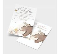 PRINTSERVIS Kit 20 pezzi Set di Inviti per Battesimo Personalizzati - Formato 150x95mm in Cartoncino di alta qualità (Bimba e l'Orso)