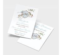 PRINTSERVIS Kit 20 pezzi Set di Inviti per Battesimo Personalizzati - Formato 150x95mm in Cartoncino di alta qualità (Cavaliere Azzurro)