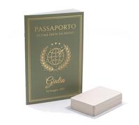 PRINTSERVIS Passaporto Ultima Festa da Single Personalizzato con Nome e Data, Gioco 20 Sfide + 12 Carte Jolly, Libro Dediche e Foto, Idea Addio al Nubilato e Celibato, 10x15 cm