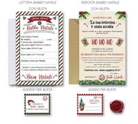 PRINTSERVIS Set lettera Babbo natale A5 con risposta, include Lettera, Buste, Timbro di chiusura, Bollo adesivo, idea regalo natale speciale per il tuo Bimbo(a)