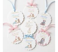 PRINTSERVIS Tag Battesimo Personalizzati con Foro - Set da 20 a 50 Pezzi | Carta 300gr Uso Mano | Design a Scelta | Bozza Digitale Gratuita | Made in Italy
