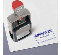 Printtoo Heavy Duty Dater Stamp Self Inking With Text Approved By Office Stationery Date Rubber Stamp-Blue
