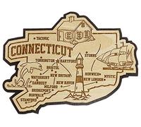 Printtoo Regalo Souvenir Magnete da frigo con Incisione in Legno del Connecticut