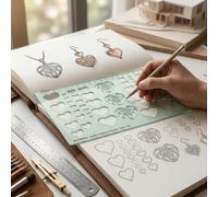 Printtoo Righello a forma di cuore, 2 mm, in acrilico trasparente verde, stencil da disegno con diverse dimensioni, per la progettazione di gioielli, geometria, arte e artigianato, strumento di