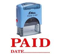 Printtoo Shiny Timbro in gomma, auto-inchiostrante, con la scritta “Paid with date”, oggetto di cancelleria per ufficio, personalizzato Red Ink