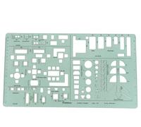 Printtoo Stencil da disegno in scala 1:50 per architetto, pianta della casa e interior design, stencil per cucina, camera da letto, bagno, WC, mobili, riutilizzabile, 2 mm di spessore, righello da
