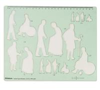 Printtoo Stencil in scala per anziani per layout di architettura, sagoma di figure umane geriatriche in acrilico da 2 mm con pose di canna per sedia a rotelle, bordo righello per planimetrie per