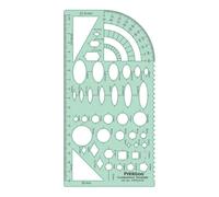 Printtoo Stencil per disegno geometrico, 2 mm, in acrilico trasparente verde, strumento per disegnare con goniometro, ellisse, guide a cerchio e poligono per studenti e schizzi