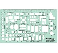 Printtoo Stencil per mobili architettonici spessi 2 mm, 18 x 10,2 cm, riutilizzabile, in acrilico trasparente, strumento da disegno per planimetria, layout interno, arredamento per la casa e design