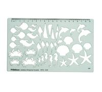 Printtoo Stencil per progettare gioielli acquatici, 2 mm di spessore, righello da disegno in acrilico verde trasparente con forme marine, strumento educativo per bambini, studenti, arte, artigianato