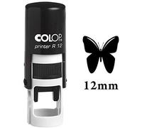 Printtoo, timbro in gomma a forma di farfalla, auto inchiostrante, corpo rotondo, timbro decorativo per insegnanti, 12 mm (lingua italiana non garantita) Black Ink