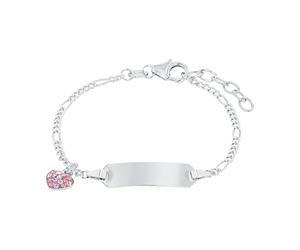 Prinzessin Lillifee Bracciale per bambini identificativo in Argento 925, con Preciosa, 12+2 cm, Argento, cuore, in confezione regalo, 2021115