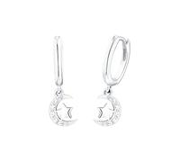 Prinzessin Lillifee Orecchini a cerchio in Argento Sterling 925 per bambine, con zirconi, 2 cm, Argento, luna/stelle, in confezione regalo, 2035294
