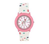 Prinzessin Lillifee Orologio al quarzo analogico per bambine con cinturino in tessuto, bianco, resistente all'acqua fino a 3 bar, fornito in confezione regalo, 2038624, Rosa Cervo