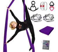 PRIOR FITNESS Aerial Silk, set di base per amaca, 9 metri, con hardware e istruzioni per tutti i livelli di esercizi di air yoga e volo acrobatico per adulti