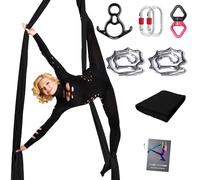 PRIOR FITNESS Aerial Silk, set di base per amaca, 9 metri, con hardware e istruzioni per tutti i livelli di esercizi di air yoga e volo acrobatico per adulti