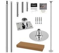 Prior Fitness Pole Dance Pole, Palo da Ballo Professionale, Diametro 45 mm, Altezza da 2,35 m a 2,74 m, 2 modalità: Rotativa/Statica, Piastra Superiore Forata per Stabilità e Sicurezza