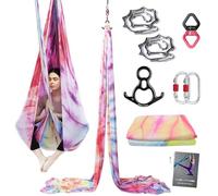 PRIOR FITNESS Set di amache colorate per yoga aereo, 9 m, con hardware e guida per tutti i livelli di pratica di yoga aereo e volo acrobatico per adulti