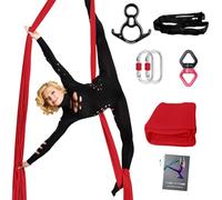 PRIOR FITNESS Set di seta per aeree, professionale, in tessuto spesso e a bassa elasticità, 2,5 m, set di altalena in seta con guida hardware, kit di base per yoga, amaca per yoga aereo, sete per