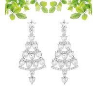 Priormer Tree Earrings, Christmas Sparkly Crystal Dangle Earrings, Cute Christmas Tree Earring for Women (Silver)