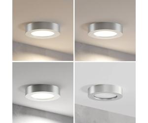 Prios Plafoniera LED Edwina, argento, 18 cm, CCT, IP44 PRIOS