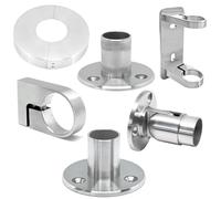 PRIOstahl Ancoraggio da parete, flangia da parete, supporto per pali di ancoraggio, 1 pezzo, Ø 42,4 mm, per tubi tondi, ringhiere, scale per il fissaggio a parete, in acciaio inox V2A