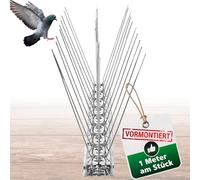 PRIOstahl Dissuasore per uccelli a 3 file, 1 metro (1 x 100 cm), punte premontate e pronte all'uso - Spaventapasseri professionale per piccioni e piccoli uccelli sul tetto del balcone, resistente alle