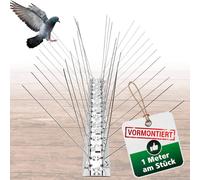 PRIOstahl Dissuasore per uccelli a 4 file, 1 metro (1 x 100 cm), punte premontate e pronte all'uso - Spaventapasseri professionale per piccioni e piccoli uccelli sul tetto del balcone, resistente alle