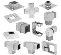 PRIOstahl Flangia da parete per tubi di ancoraggio a parete, per corrimano, attacco a parete, 1 pezzo, Ø 40 x 40 x 2 mm, per tubi quadrati, ringhiere, scale da ancoraggio a parete, in acciaio inox V2A