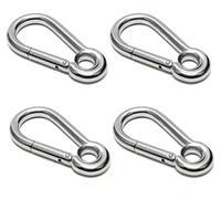 PRIOstahl Moschettone a moschettone con collegamento a catena - 6 x 60 mm x 4 pezzi con chiusura a scatto occhio collegamento moschettone di fissaggio poltrona sospesa sacco da boxe in acciaio inox
