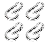 PRIOstahl Moschettone a moschettone standard - 5 x 50 mm x 4 pezzi collegamento con chiusura a scatto a moschettone rotondo connettore di fissaggio poltrona sospesa sacco da boxe in acciaio inox V4A
