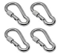 PRIOstahl Moschettone con dado di sicurezza, 7 x 70 mm x 4 pezzi con fissaggio a vite, moschettone a vite, fissaggio per poltrona sospesa, sacco da boxe in acciaio inox V4A