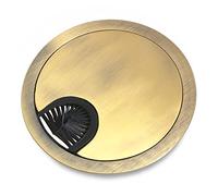 PRIOstahl Passacavi, passacavo per cavi, rotondo, 1 pezzo con chiusura a spazzola Ø 90 mm, superficie: ottone spazzolato (ottica) per scrivanie in metallo