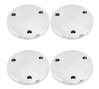 PRIOstahl Piastra di ancoraggio rotonda, piastra di base, flangia con foro a 3 fori, 4 pezzi, dimensioni: 85 mm x 6 mm, fissaggio per tubi per saldatura, corrimano, ringhiere, acciaio inox V2A