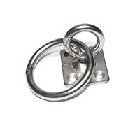 PRIOstahl Piastra per occhi con girella e anello, rettangolare, 8 x 50 mm x 1 pezzo di fissaggio, piastra per palo, supporto da appendere, sacco da boxe, girevole a 360 gradi, in acciaio inox V2A
